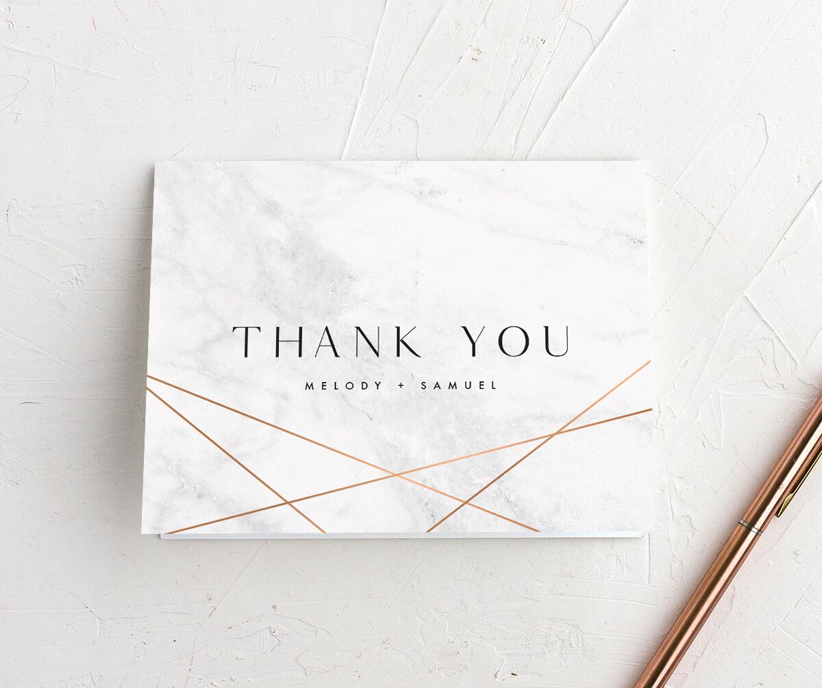 Minimal Marble Thank You Cards front in Silver