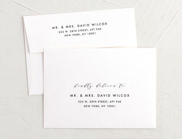 Minimal Marble Wedding Invitation Envelopes front in Silver