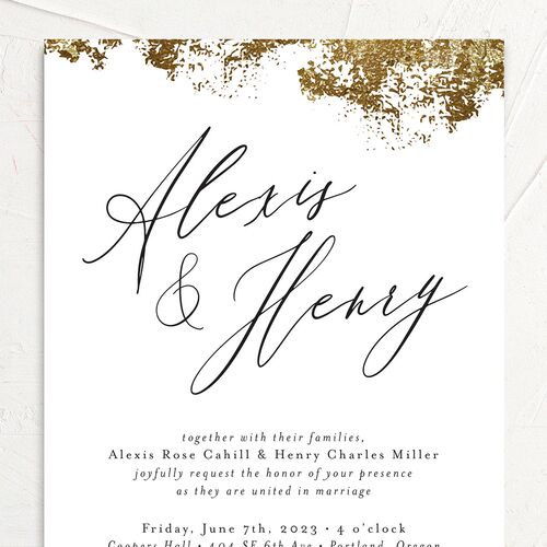 Golden Abstract Wedding Invitations - Gold