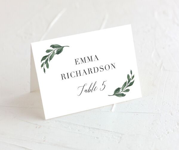 Rose Band Place Cards front in Pure White