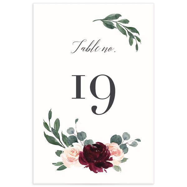 Rose Band Table Numbers front in Ruby
