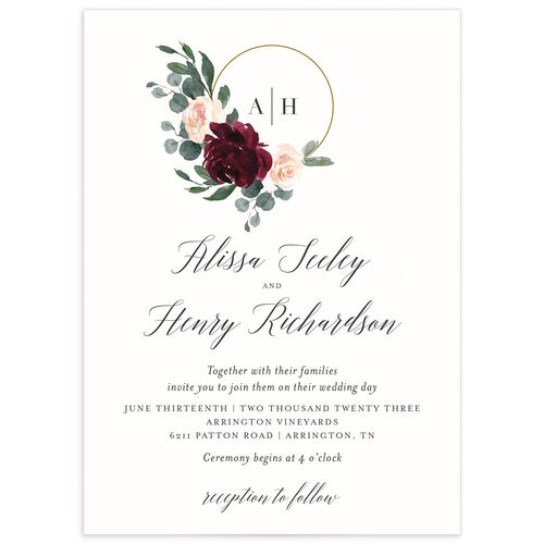 Rose Band Wedding Invitations - Ruby