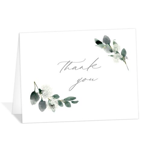 Elegant Greenery Thank You Cards - Pure White