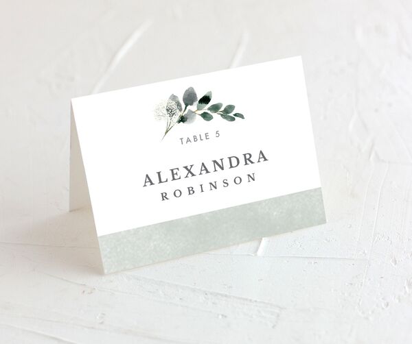Earthy Flora Place Cards front in Pure White