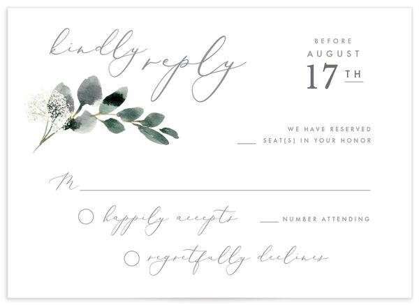 Earthy Flora Wedding Response Cards front in Pure White
