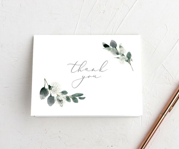 Earthy Flora Thank You Cards front in Pure White