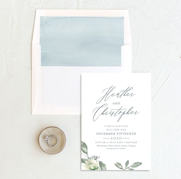 Watercolor Floral Change the Date Cards envelope-and-liner in French Blue