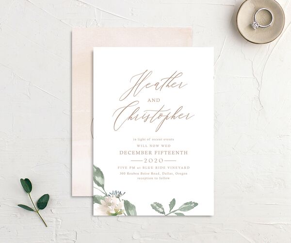 Watercolor Floral Change the Date Cards front-and-back in Rose Pink
