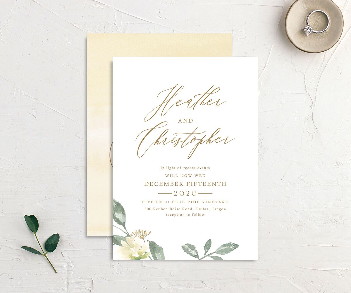 Watercolor Floral Change the Date Cards front-and-back in Lemon