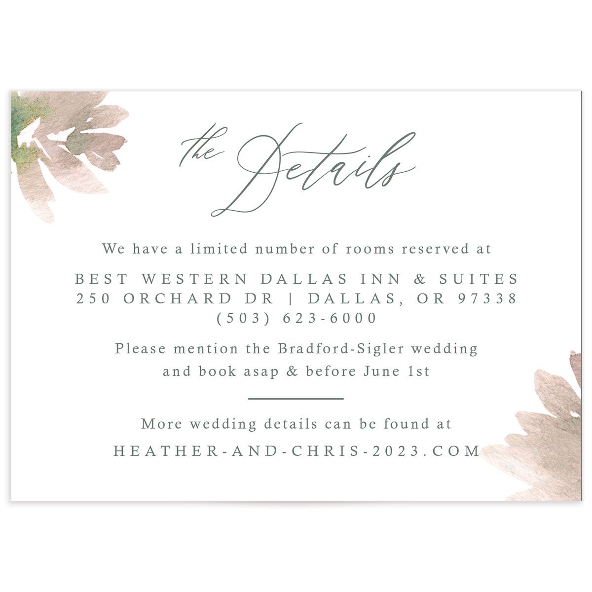 Watercolor Floral Wedding Enclosure Cards [object Object] in Green