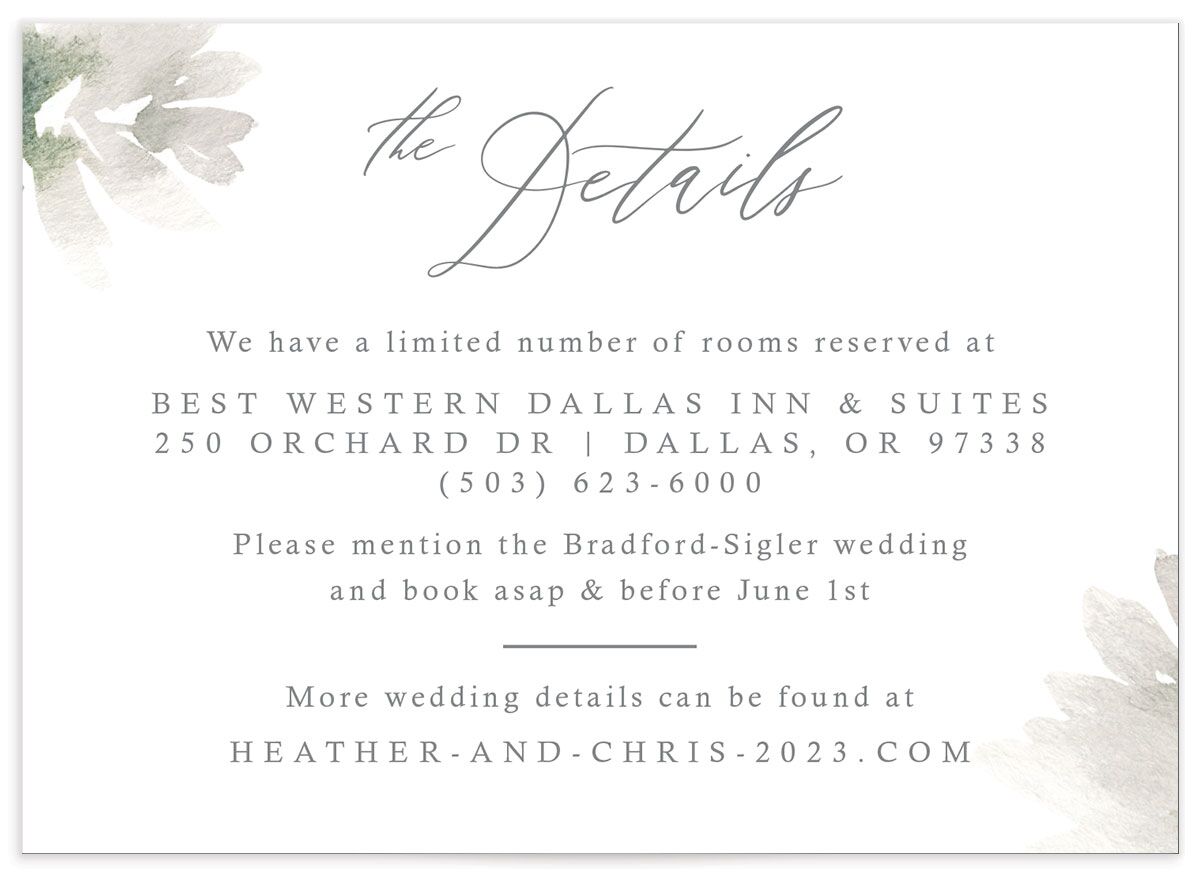 Watercolor Floral Wedding Enclosure Cards front in Grey