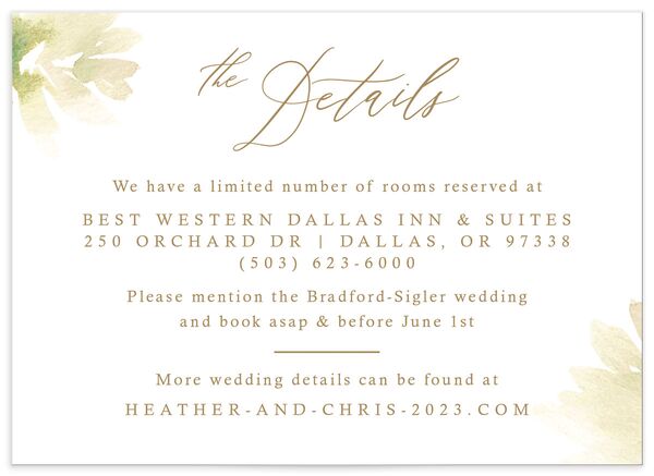 Watercolor Floral Wedding Enclosure Cards front in Yellow