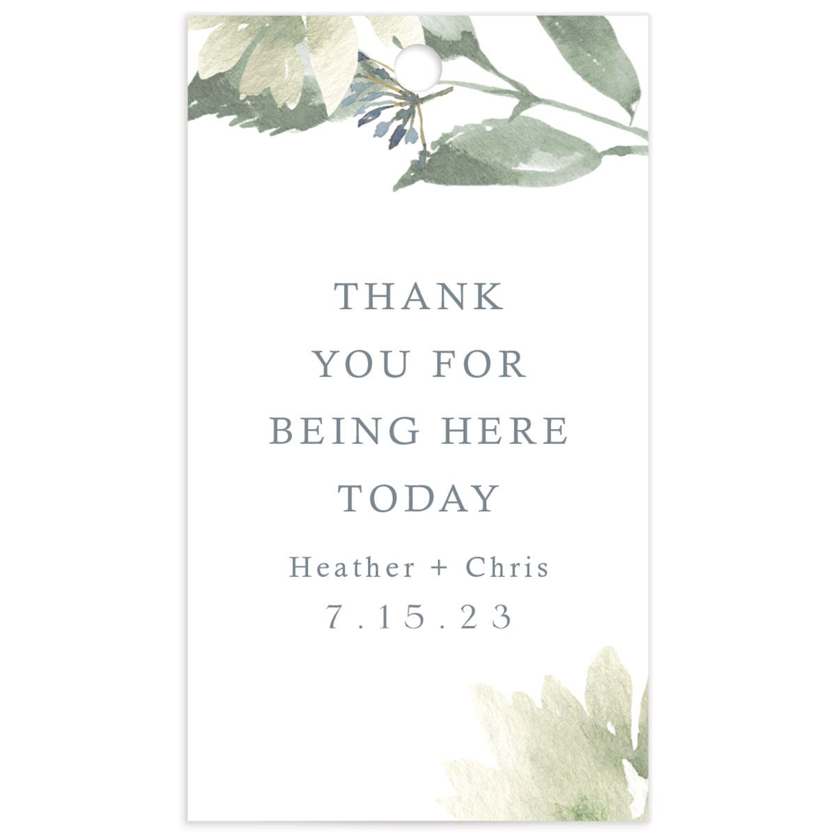 Watercolor Floral Favor Gift Tags front in French Blue