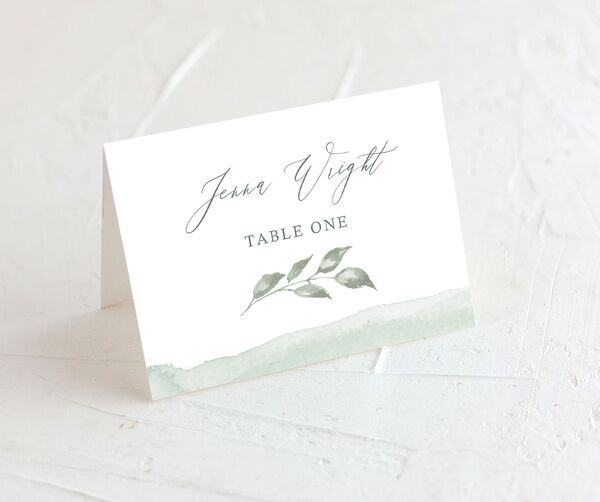 Watercolor Floral Place Cards front in Jewel Green