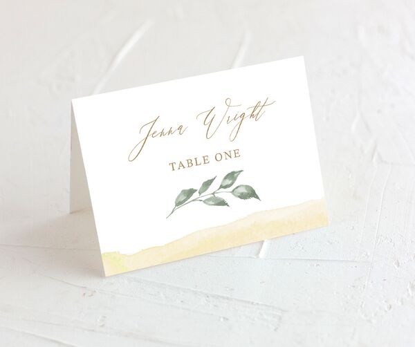 Watercolor Floral Place Cards front in Yellow