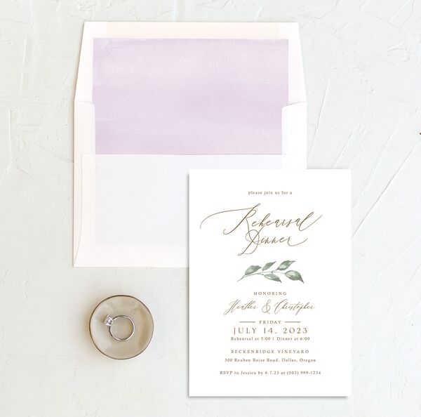 Watercolor Floral Rehearsal Dinner Invitations envelope-and-liner in Lilac