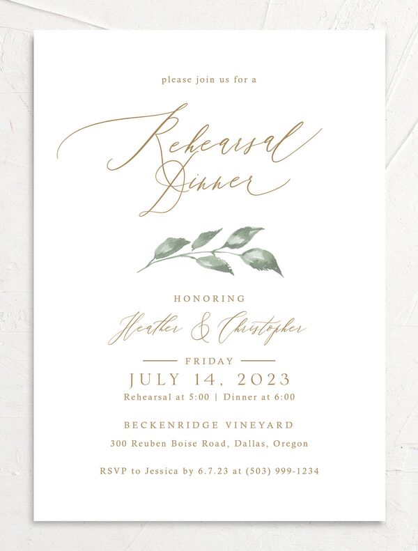 Watercolor Floral Rehearsal Dinner Invitations front in Lemon