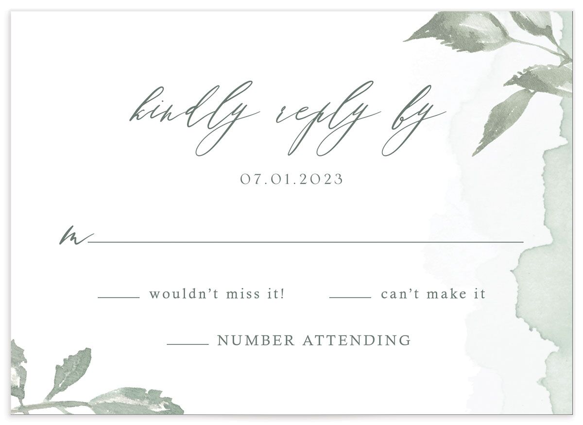 Watercolor Floral Wedding Response Cards back in Jewel Green