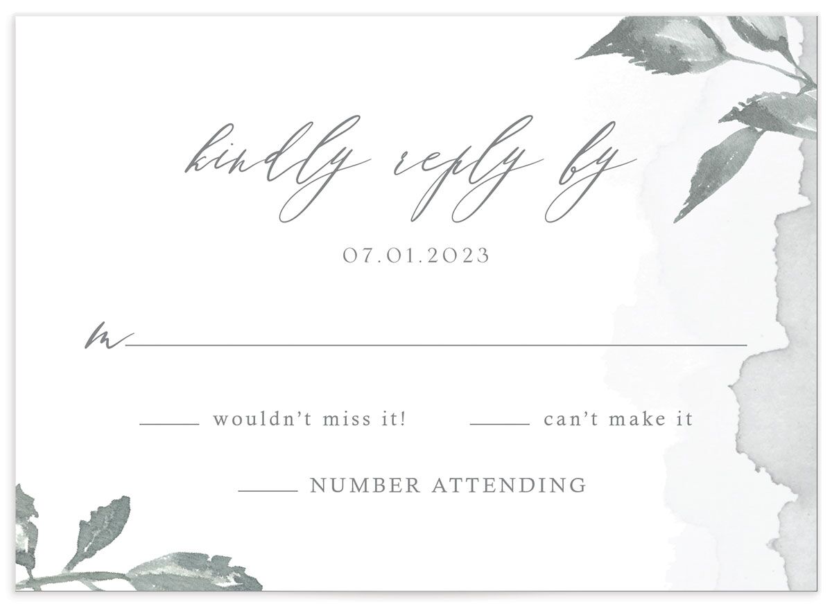 Watercolor Floral Wedding Response Cards back in Grey