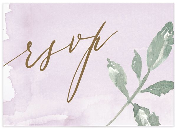 Watercolor Floral Wedding Response Cards front in Lilac