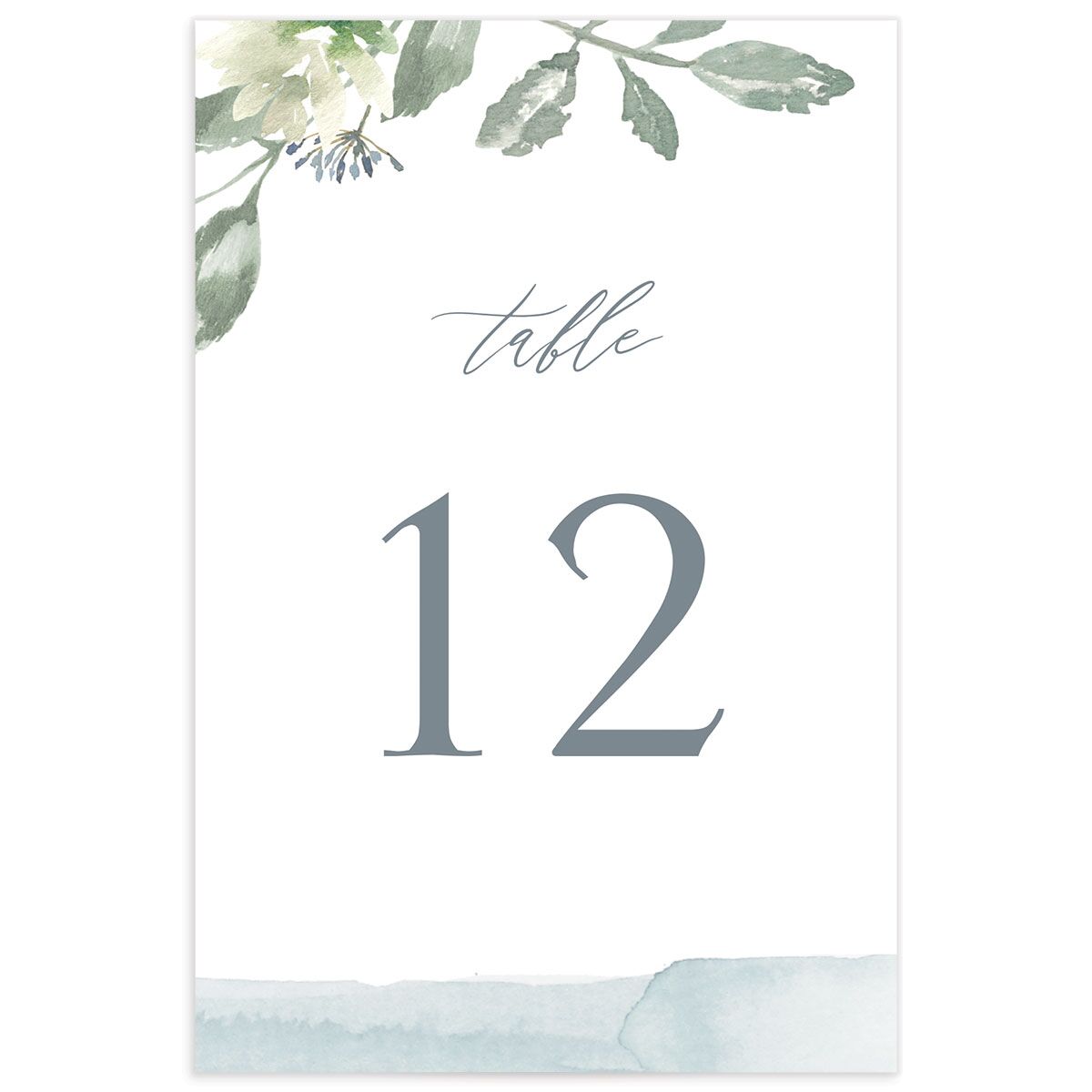 Watercolor Floral Table Numbers back in French Blue
