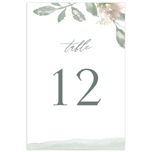 Watercolor Floral Table Numbers front in Green
