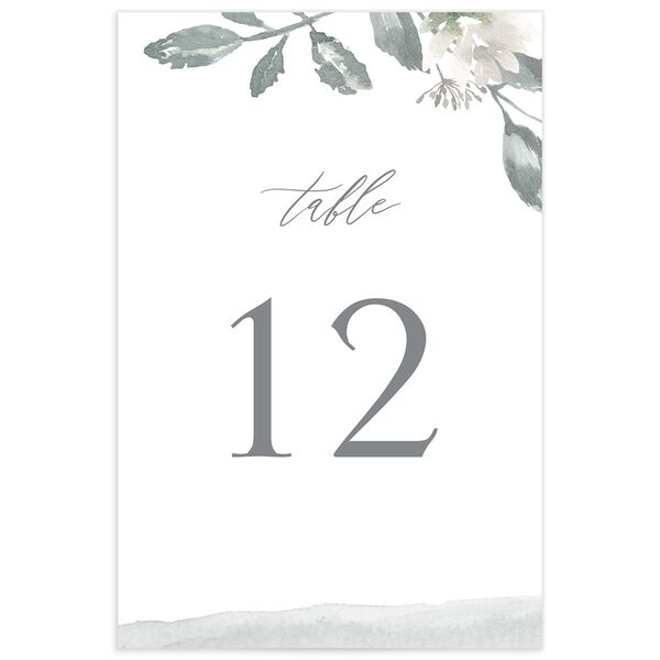 Watercolor Floral Table Numbers front in Grey