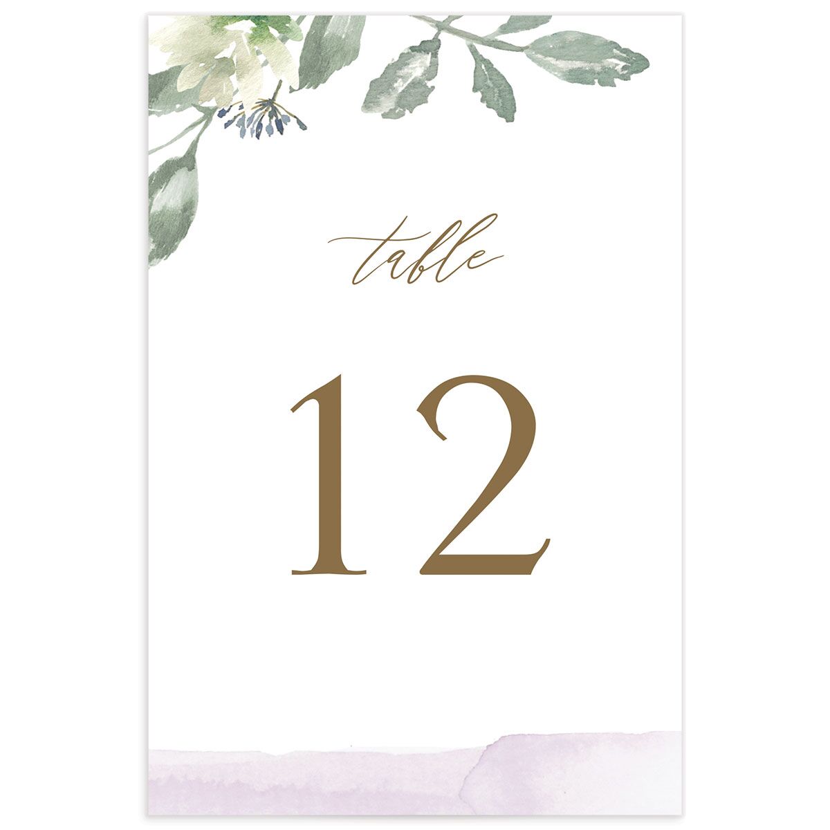 Watercolor Floral Table Numbers back in Lavender