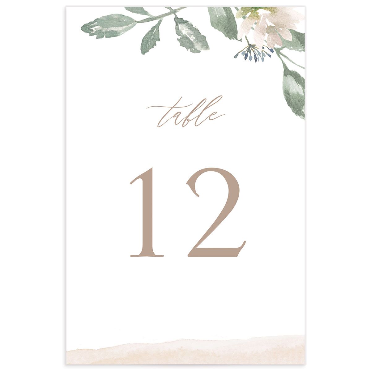 Watercolor Floral Table Numbers front in Rose Pink