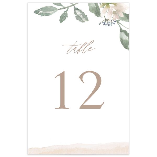 Watercolor Floral Table Numbers front in Rose Pink