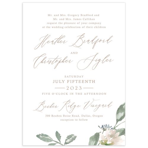 Watercolor Floral Wedding Invitations - Rose Pink