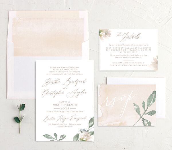 Watercolor Floral Wedding Invitations suite in Pink
