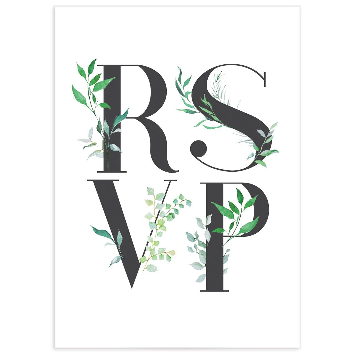 Bold Botanical Wedding Response Cards front in Jewel Green