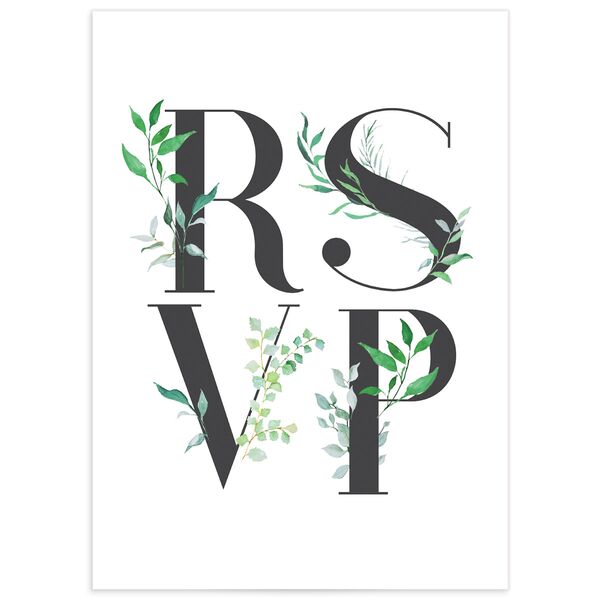 Bold Botanical Wedding Response Cards front in Jewel Green