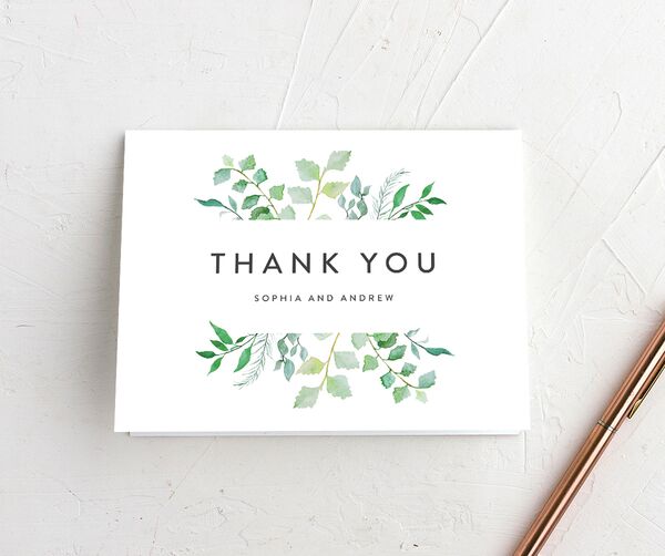 Bold Botanical Thank You Cards front in Jewel Green