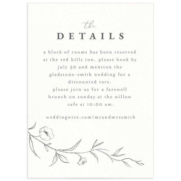 Minimalist Branches Wedding Enclosure Cards front in Silver
