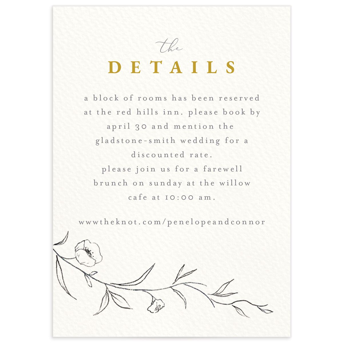 Minimalist Branches Wedding Enclosure Cards front in Yellow