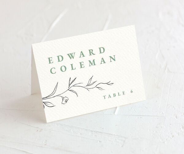 Minimalist Branches Place Cards front in Green