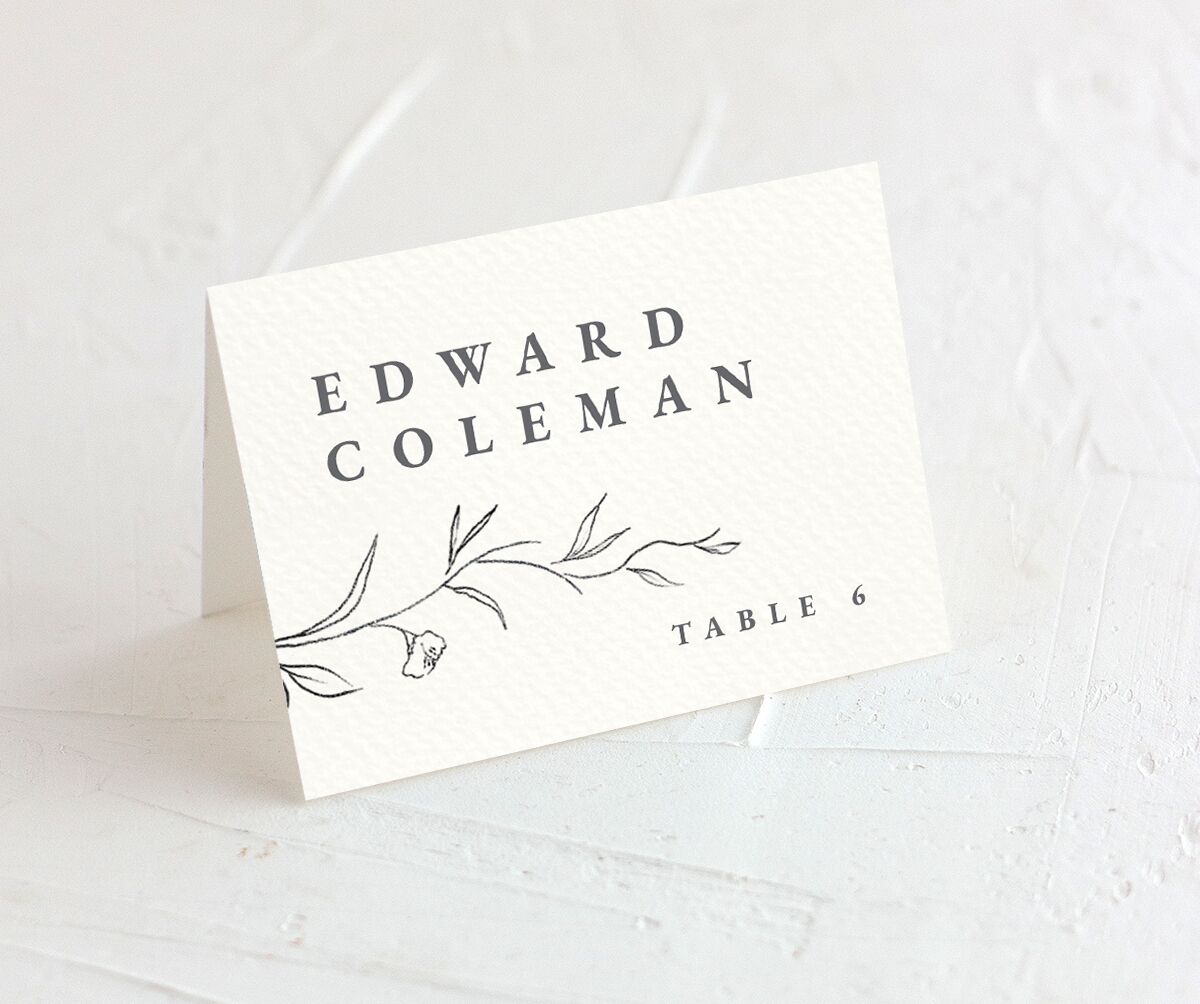 Minimalist Branches Place Cards front in Silver