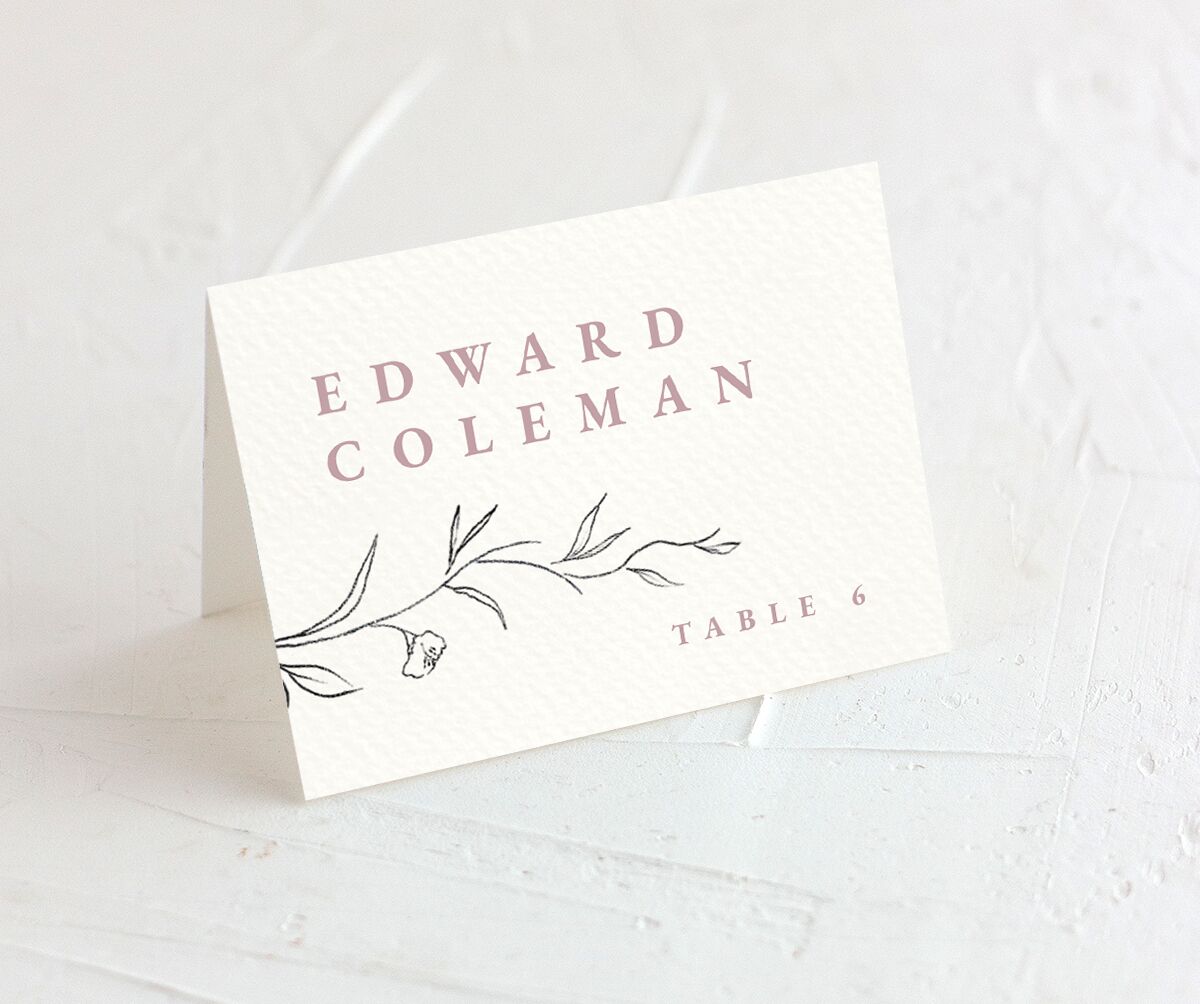 Minimalist Branches Place Cards front in Pink