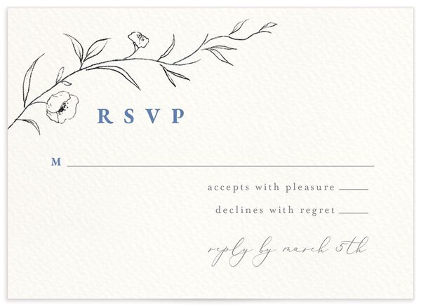 Minimalist Branches Wedding Response Cards front in Blue