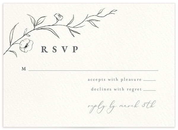 Minimalist Branches Wedding Response Cards front in Silver