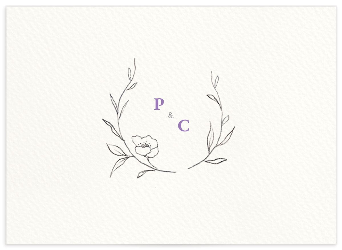 Minimalist Branches Wedding Response Cards back in Lilac