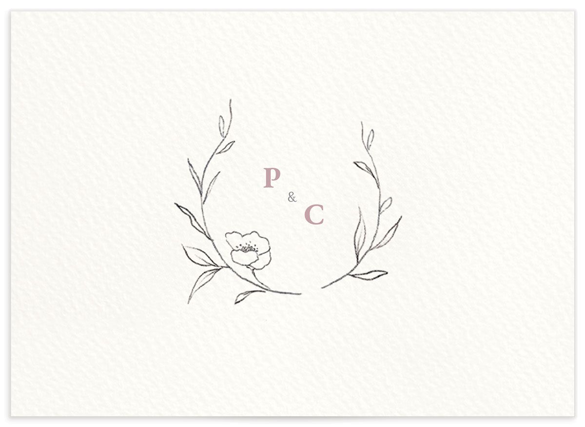 Minimalist Branches Wedding Response Cards back in Rose Pink