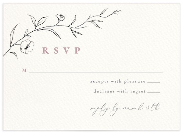 Minimalist Branches Wedding Response Cards front in Rose Pink