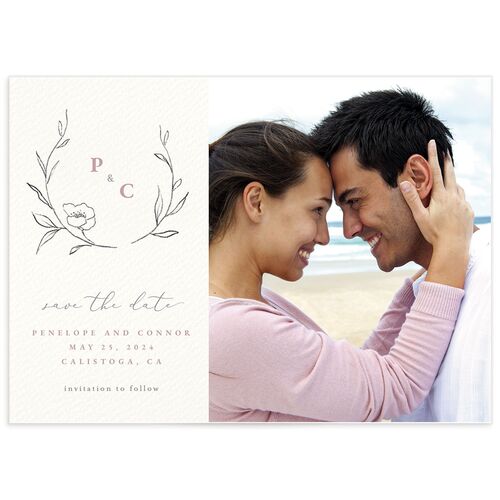 Minimalist Branches Save the Date Cards - Rose Pink