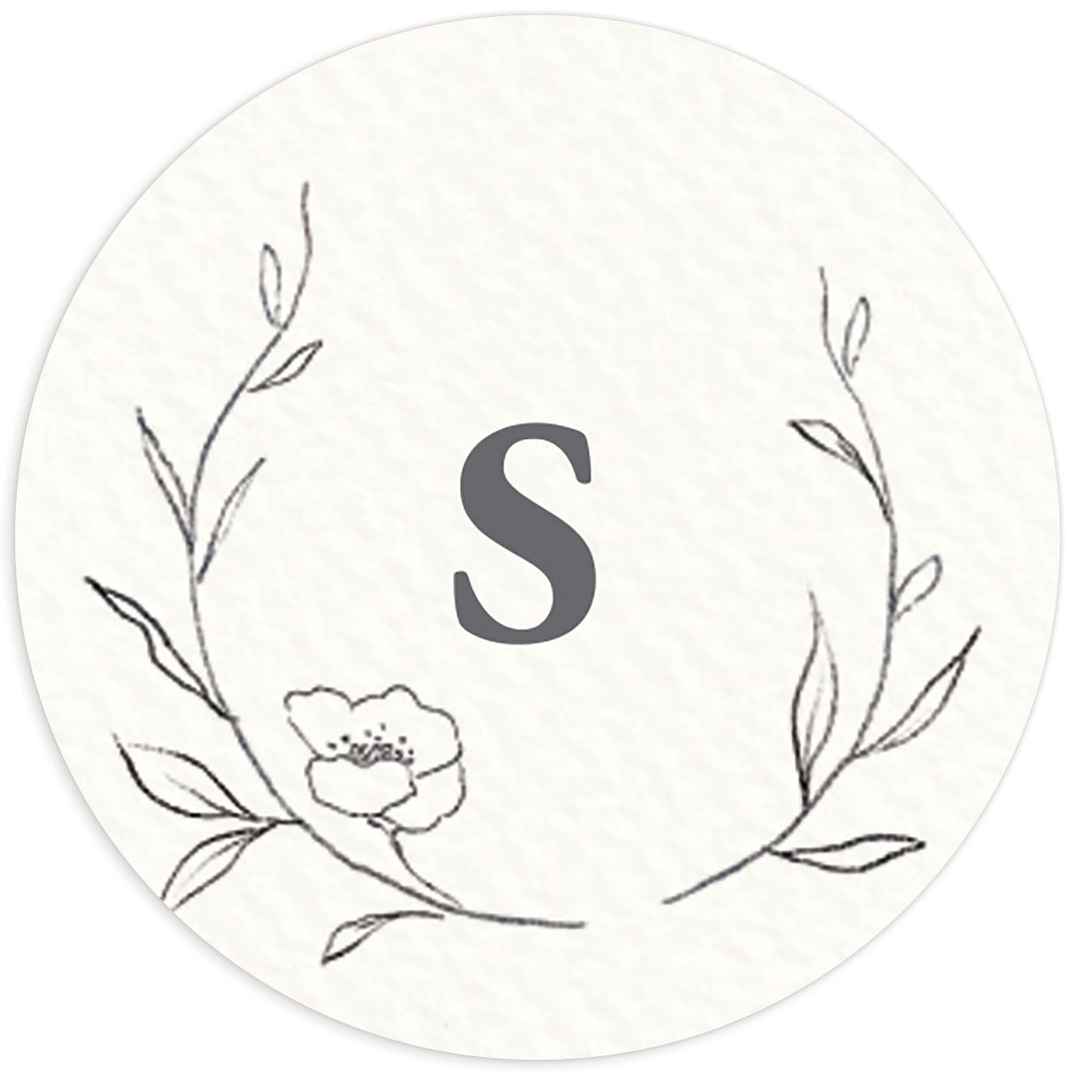 Minimalist Branches Wedding Stickers front in Grey