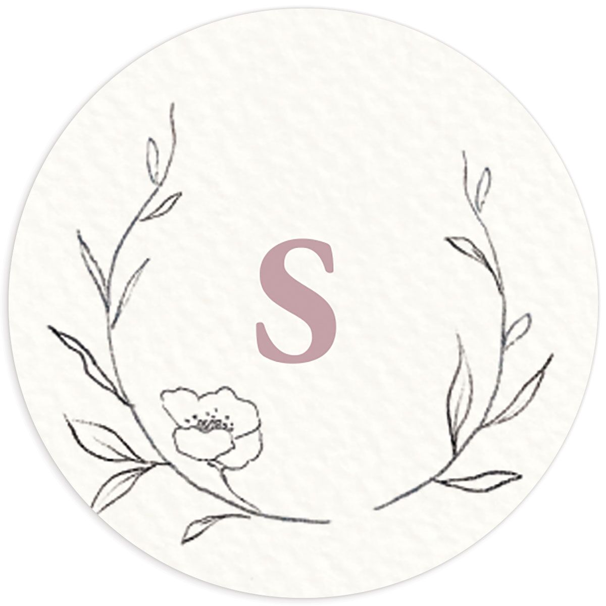 Minimalist Branches Wedding Stickers front in Rose Pink