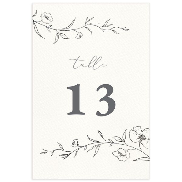 Minimalist Branches Table Numbers front in Silver