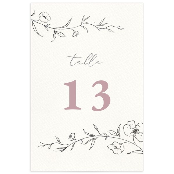Minimalist Branches Table Numbers front in Rose Pink